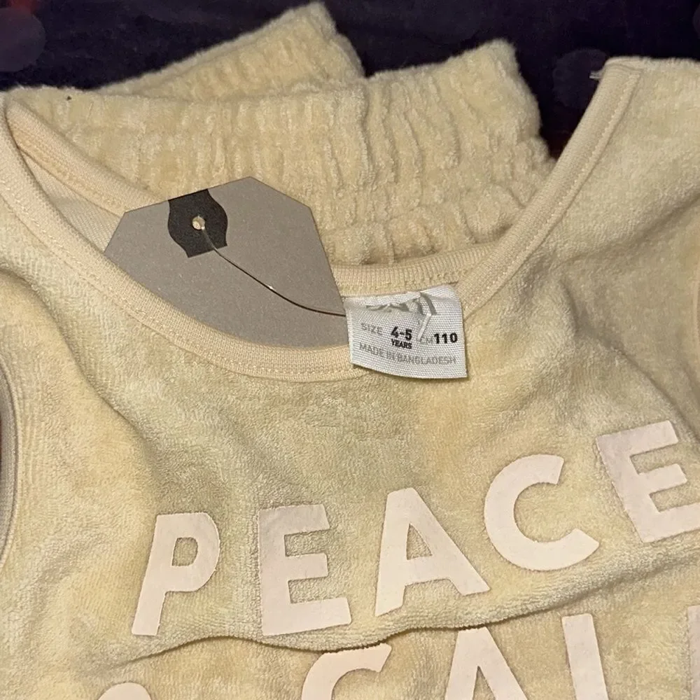 ZARA Kids | Cream | PEACE & CALM TERRYCLOTH MATCHING SET